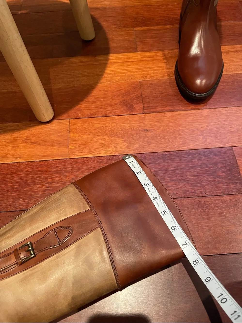 Johnston & Murphy Brown Two-Tone Leather Over‑The‑Knee Riding Boots